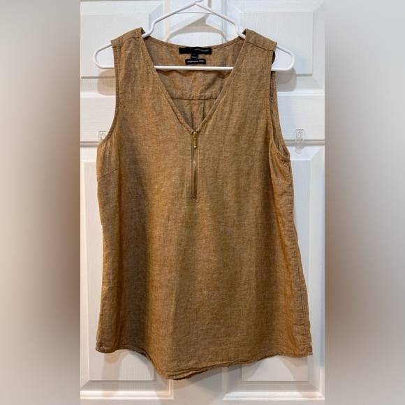 Harve Benard Washable Linen Sleeveless Blouse Size L Boho Natural Beachy Hippie - Picture 1 of 7